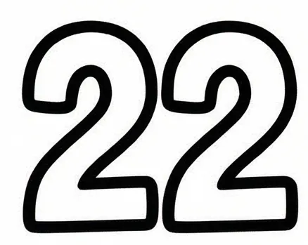 a black and white number 22 with the number 22.webp